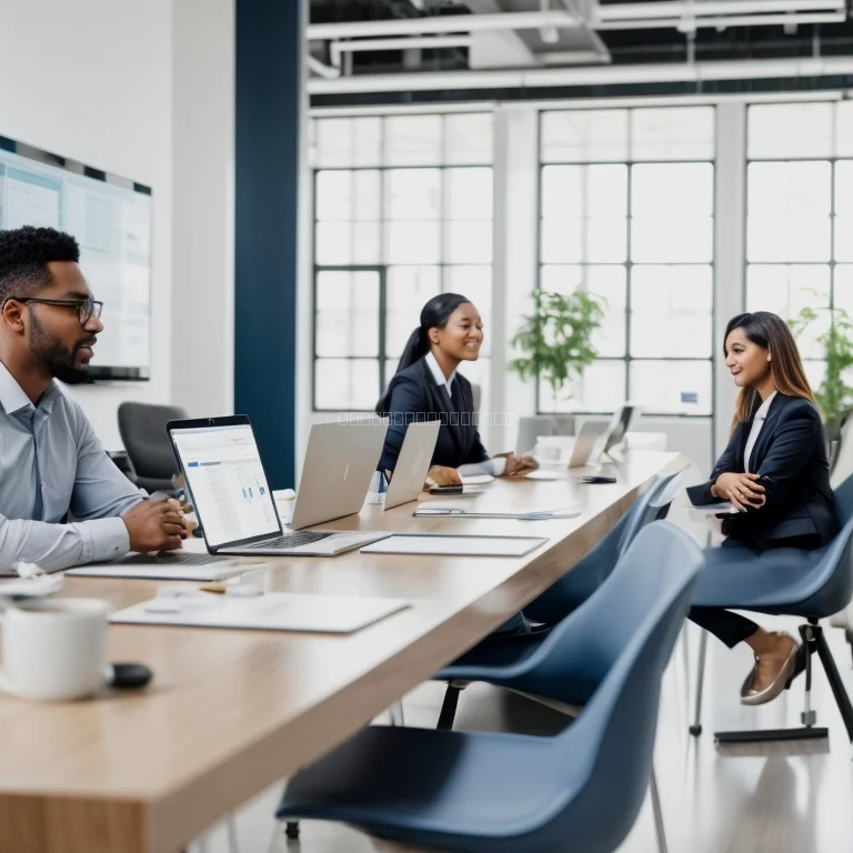 Group of professionals attending a modern training session in a bright classroom